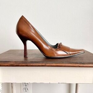 Y2K brown pointed heel size 8 prep oxford BCBG Paris